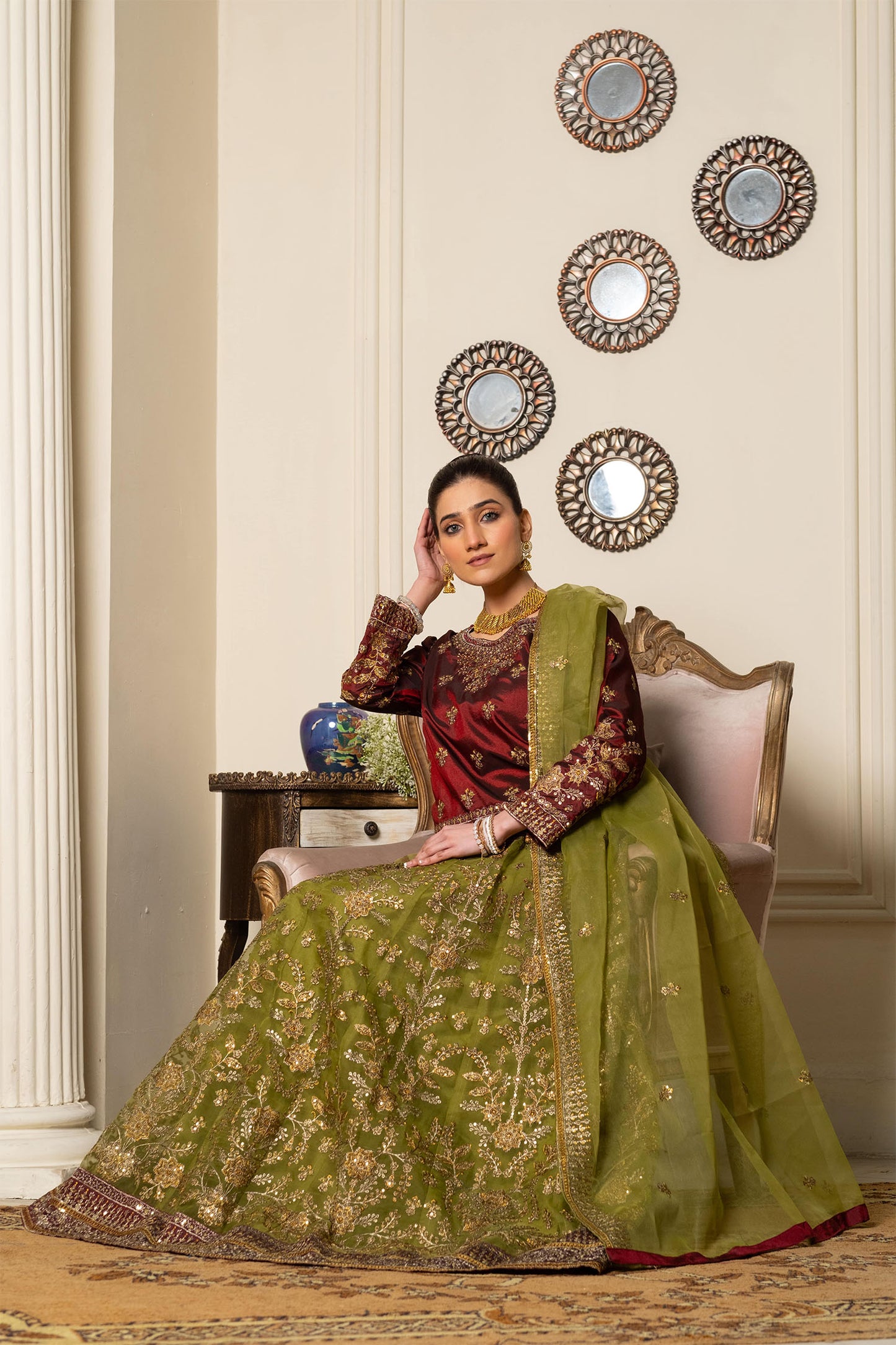 MEHNDI MAJESTIC - 3 PIECE ORGANZA