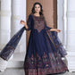 RAVISHING NAVY BLUE 3 PIECE CHIFFON